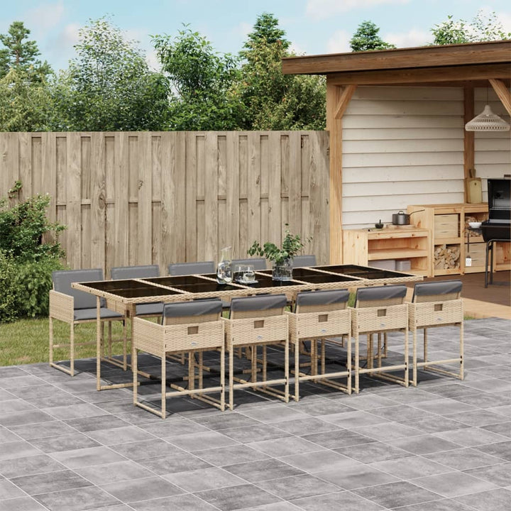 Matgrupp För Trädgården Med Dynor 9 Delar Mixbeige Konstrotting