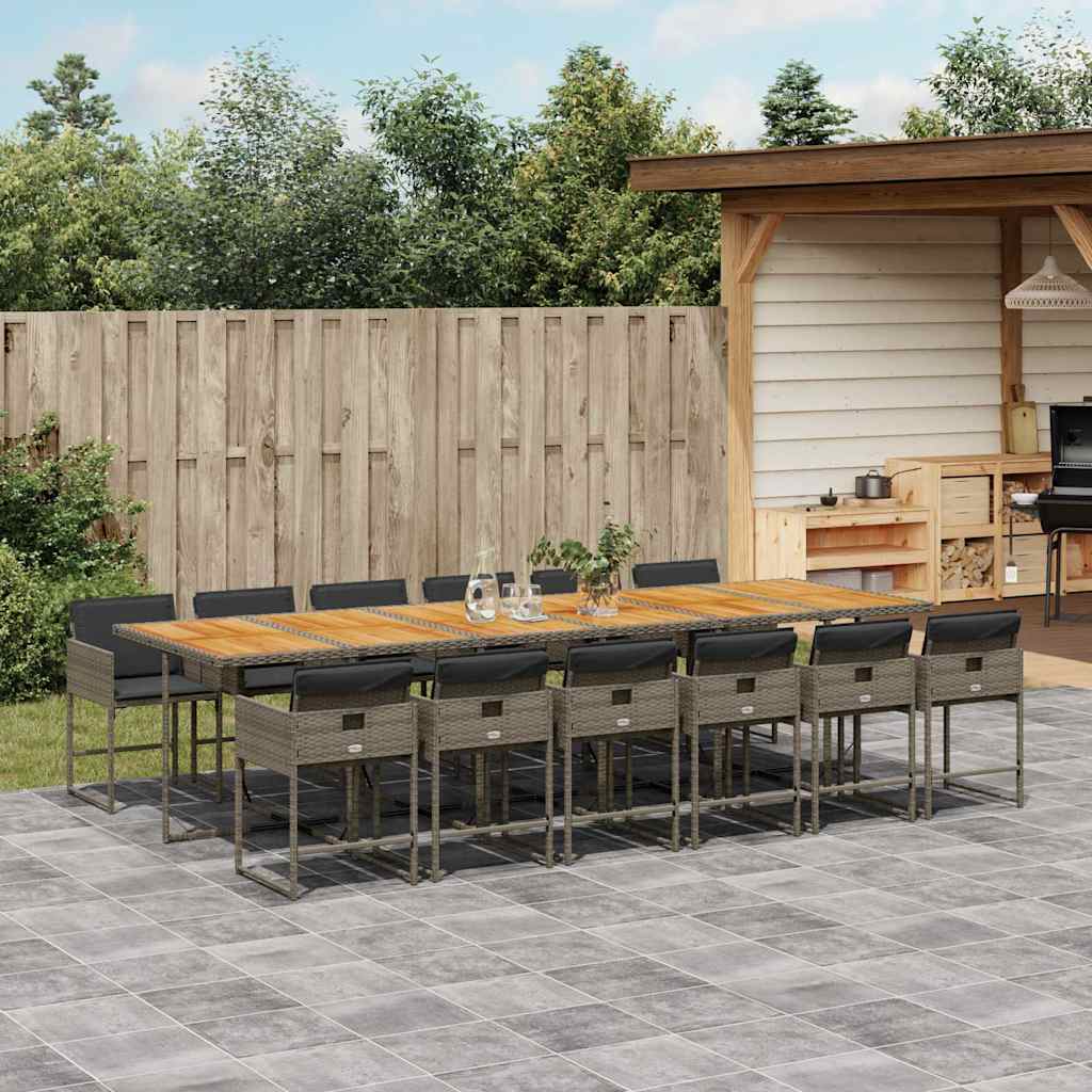 Matgrupp För Trädgården Med Dynor 9 Delar Mixbeige Konstrotting