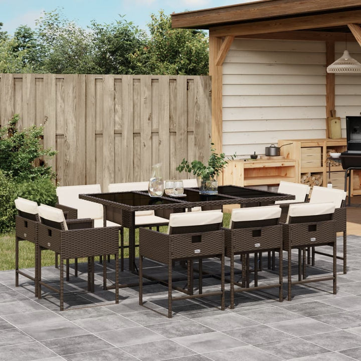 Matgrupp För Trädgården Med Dynor 9 Delar Mixbeige Konstrotting