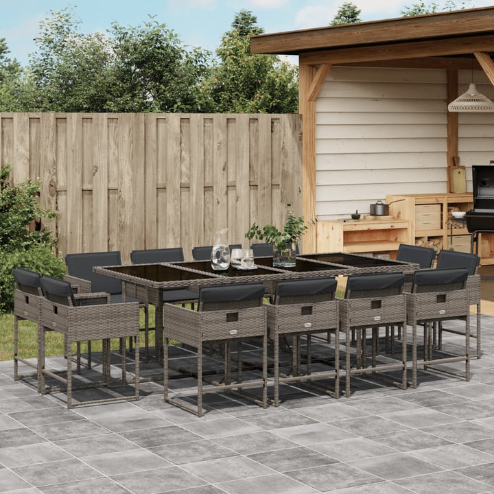 Matgrupp För Trädgården Med Dynor 9 Delar Mixbeige Konstrotting