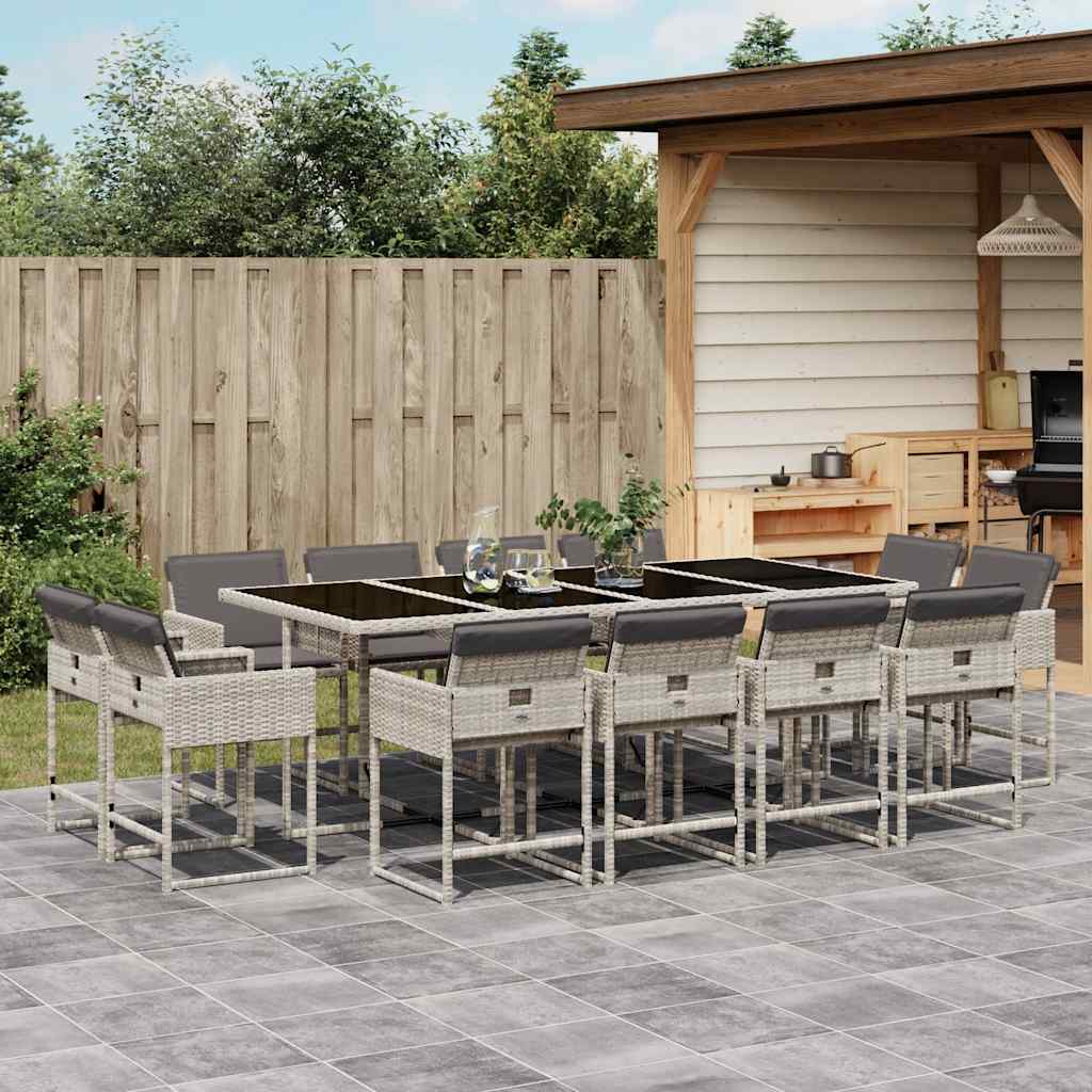 Matgrupp För Trädgården Med Dynor 9 Delar Mixbeige Konstrotting