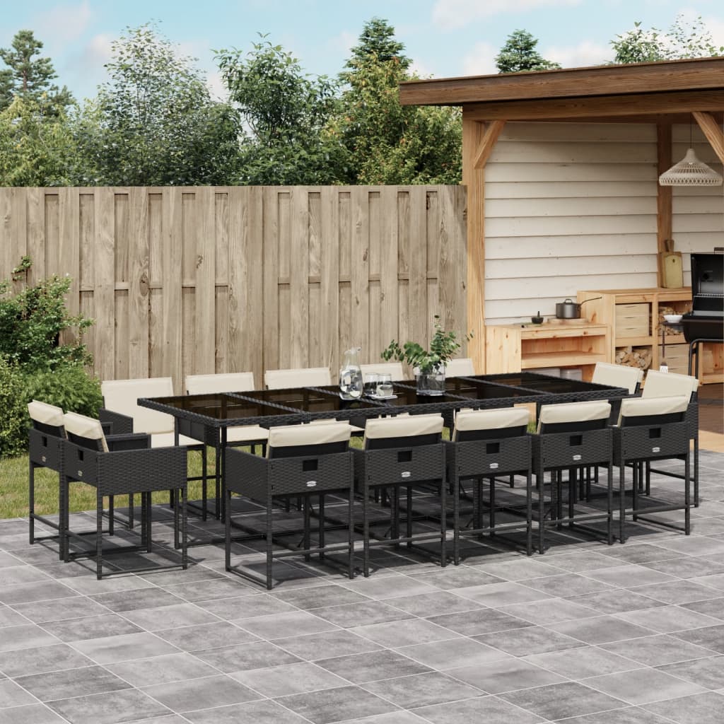 Matgrupp För Trädgården Med Dynor 9 Delar Mixbeige Konstrotting