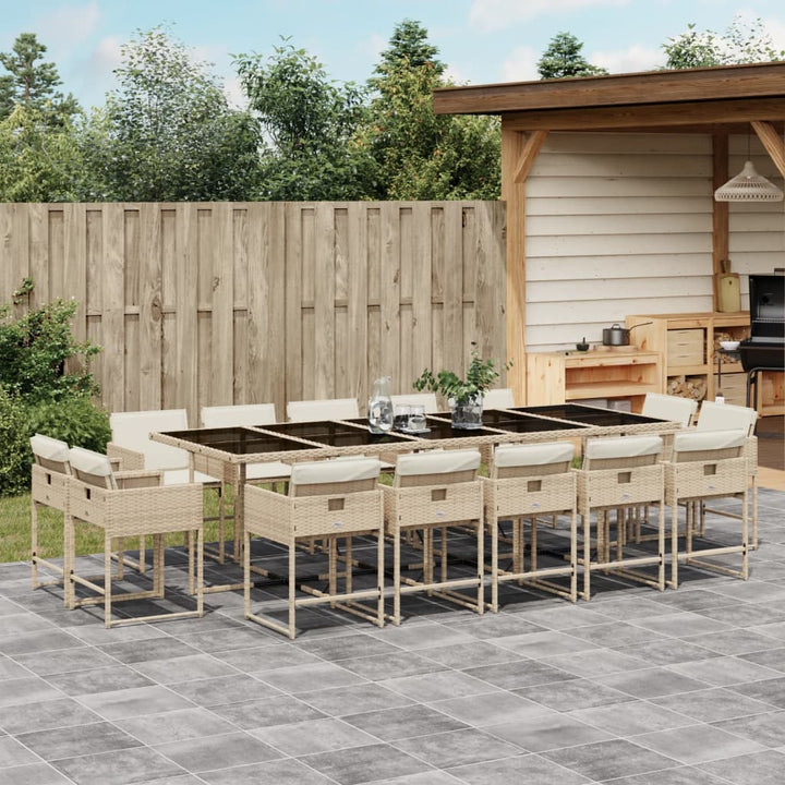 Matgrupp För Trädgården Med Dynor 9 Delar Mixbeige Konstrotting