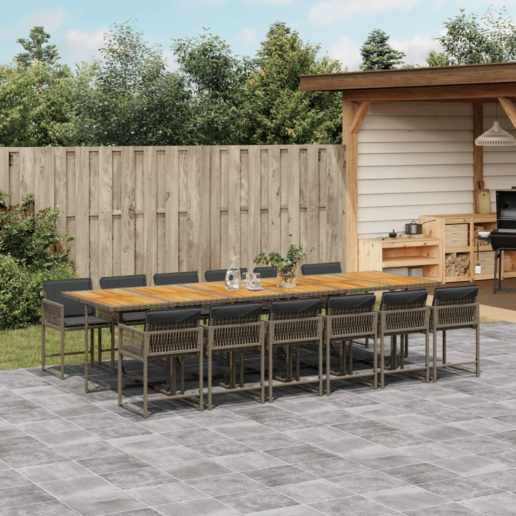 Matgrupp För Trädgården Med Dynor 13 Delar Beige Konstrotting