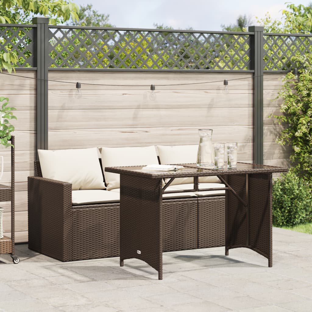 Matgrupp För Dgården Med Dynor 2 Delar Beige Konstrotting