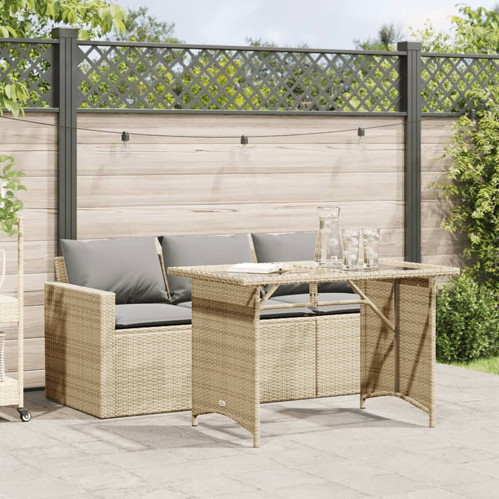 Matgrupp För Dgården Med Dynor 2 Delar Beige Konstrotting