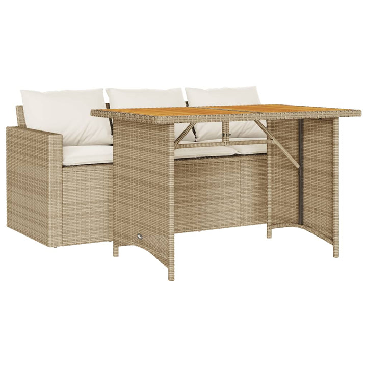 Matgrupp För Dgården Med Dynor 2 Delar Beige Konstrotting