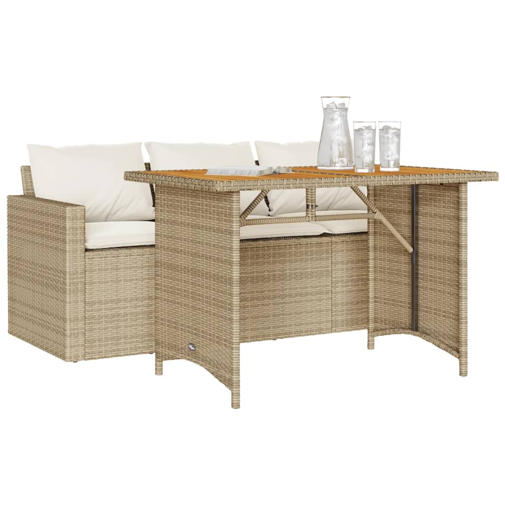 Matgrupp För Dgården Med Dynor 2 Delar Beige Konstrotting