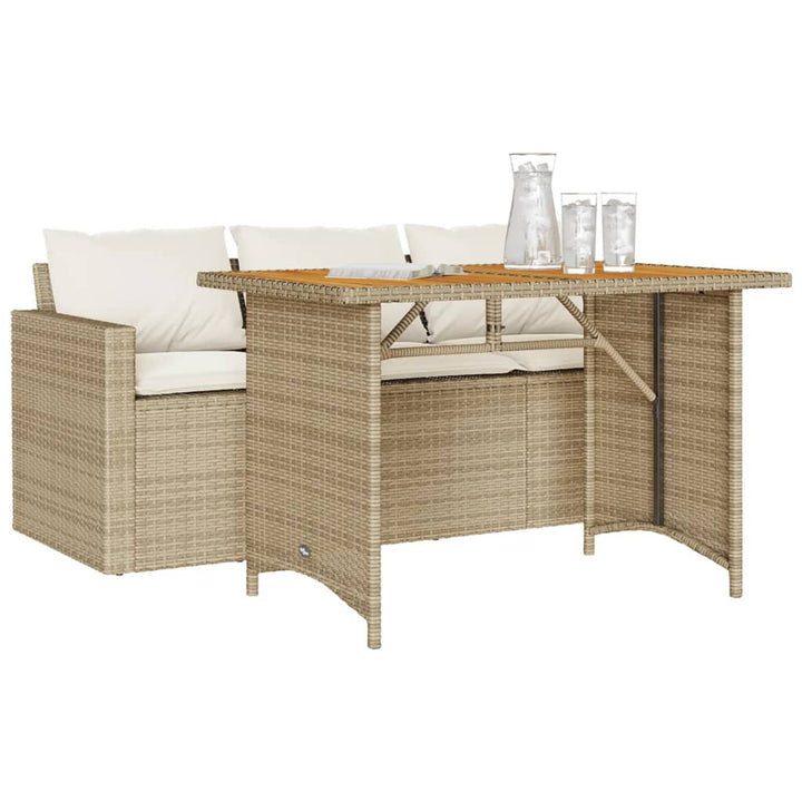 Matgrupp För Dgården Med Dynor 2 Delar Beige Konstrotting