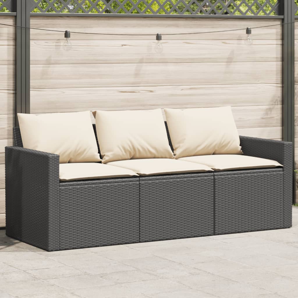 Trädgårdssoffa 3-Sits Med Dynor Konstrotting Beige
