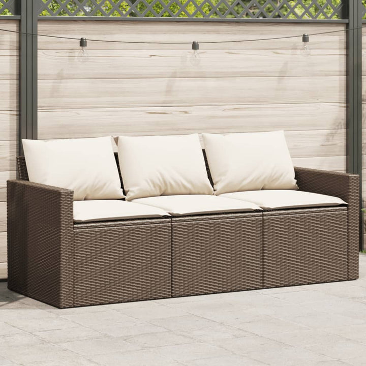 Trädgårdssoffa 3-Sits Med Dynor Konstrotting Beige