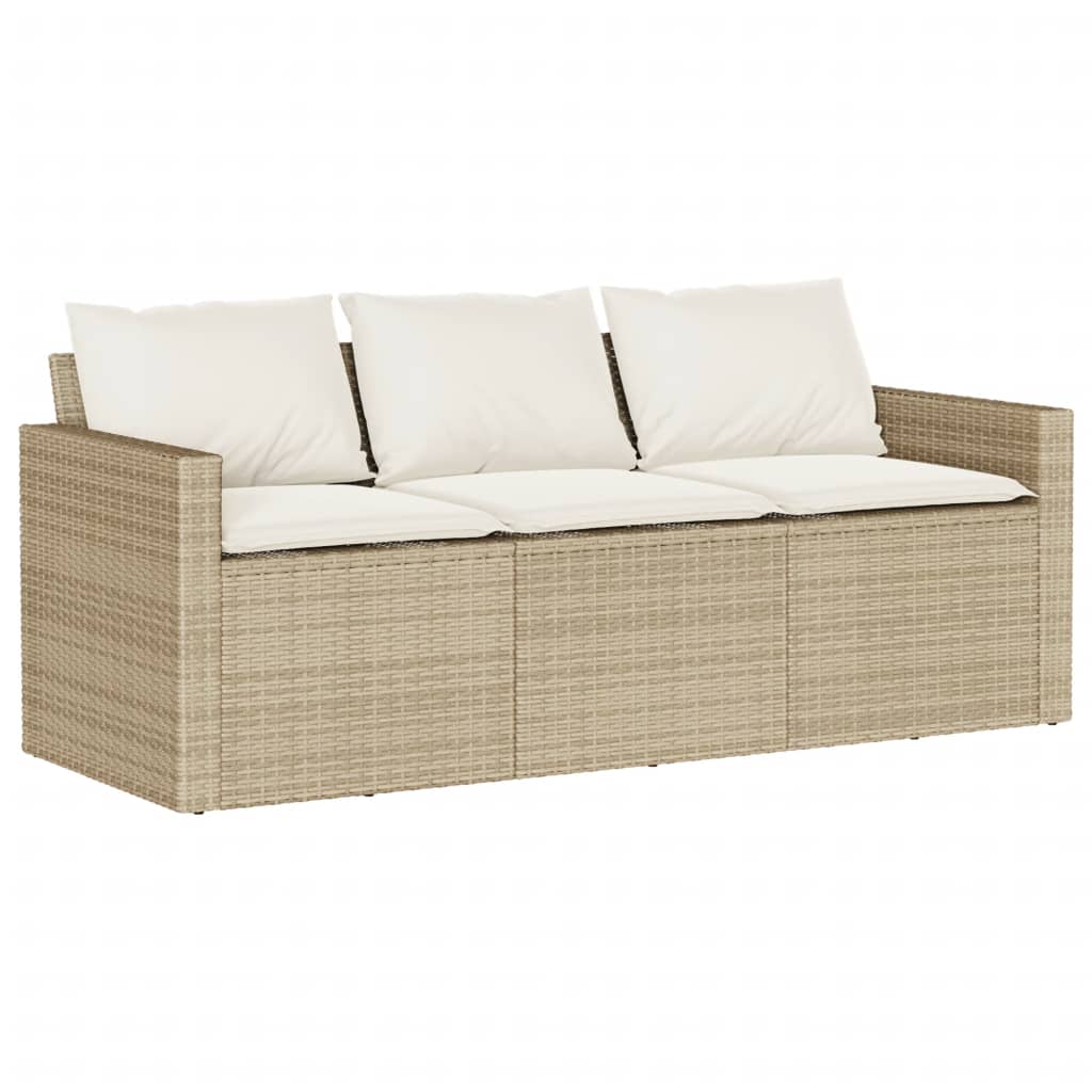 Trädgårdssoffa 3-Sits Med Dynor Konstrotting Beige