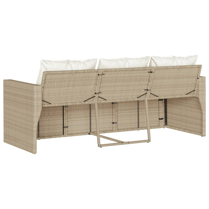 Trädgårdssoffa 3-Sits Med Dynor Konstrotting Beige