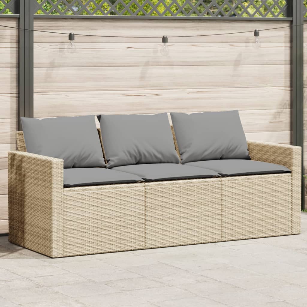 Trädgårdssoffa 3-Sits Med Dynor Konstrotting Beige