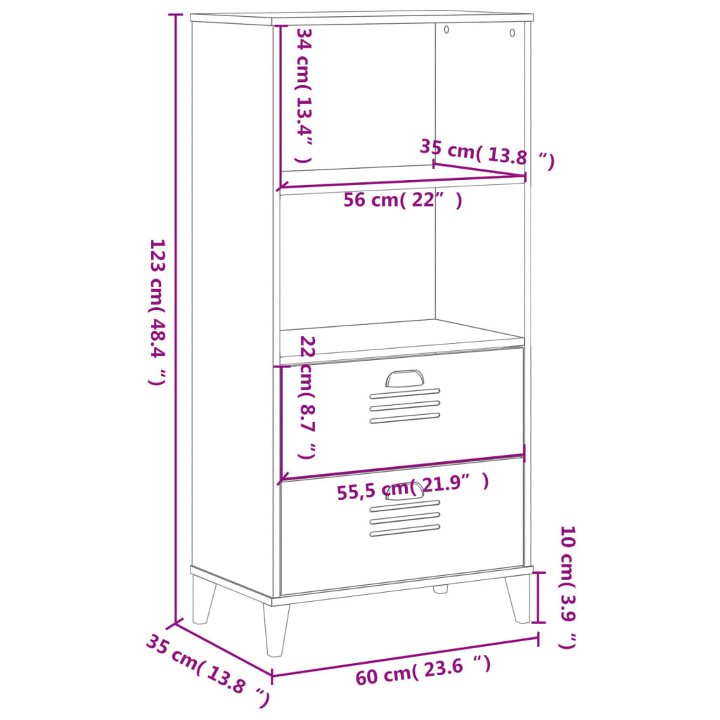 Bokhylla Viken 60X35X123 Cm Konstruerat Trä