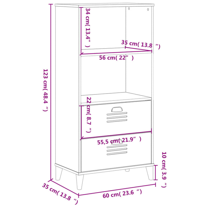 Bokhylla Viken 60X35X123 Cm Konstruerat Trä