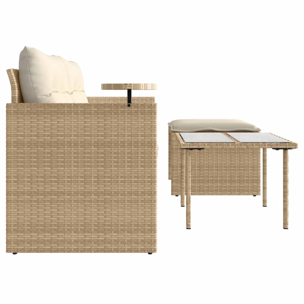 Soffgrupp För Trädgården 3 Delar Med Dynor Beige Konstrotting