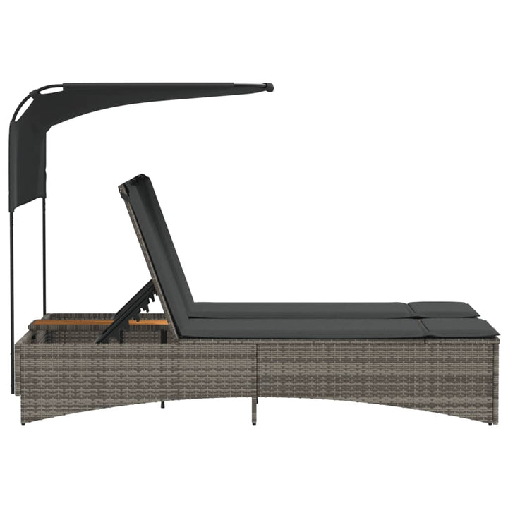 Dubbel Solsäng Med Tak Och Dynor Konstrotting