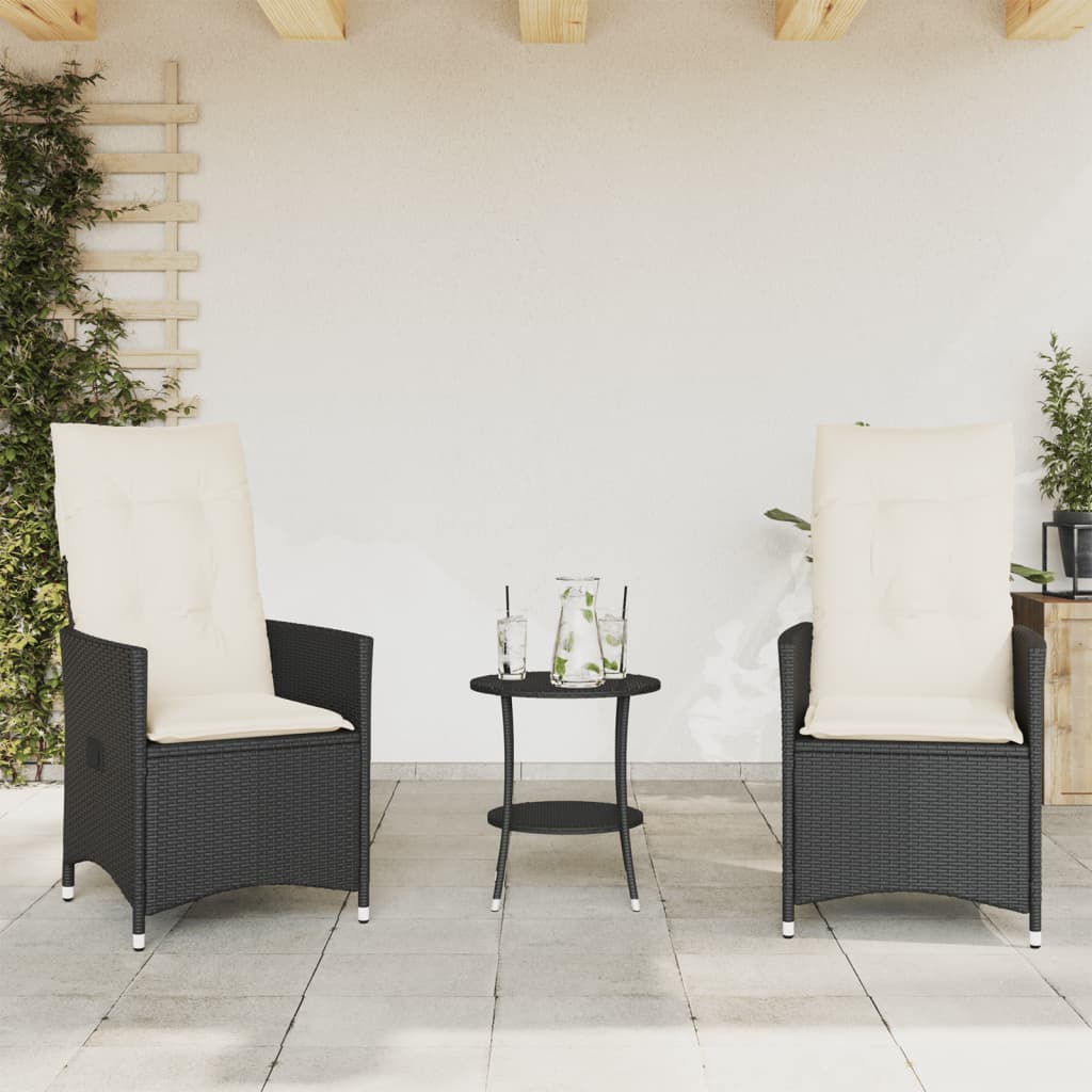Caféset Med Dynor 3 Delar Svart