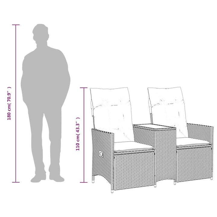 Trädgårdssoffa 2-Sits Med Bord Grå Konstrotting
