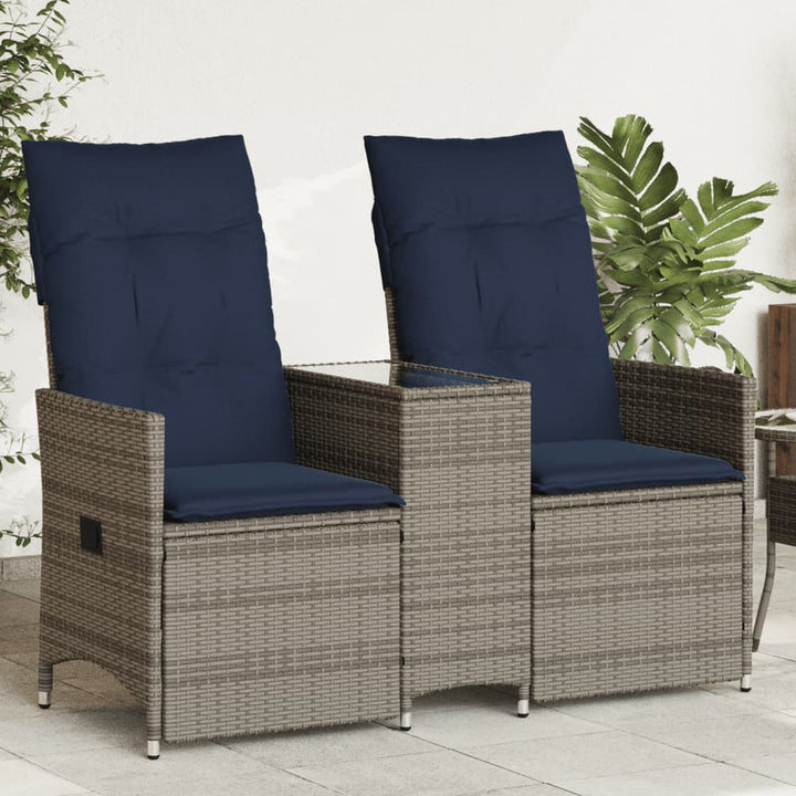 Trädgårdssoffa 2-Sits Med Bord Grå Konstrotting