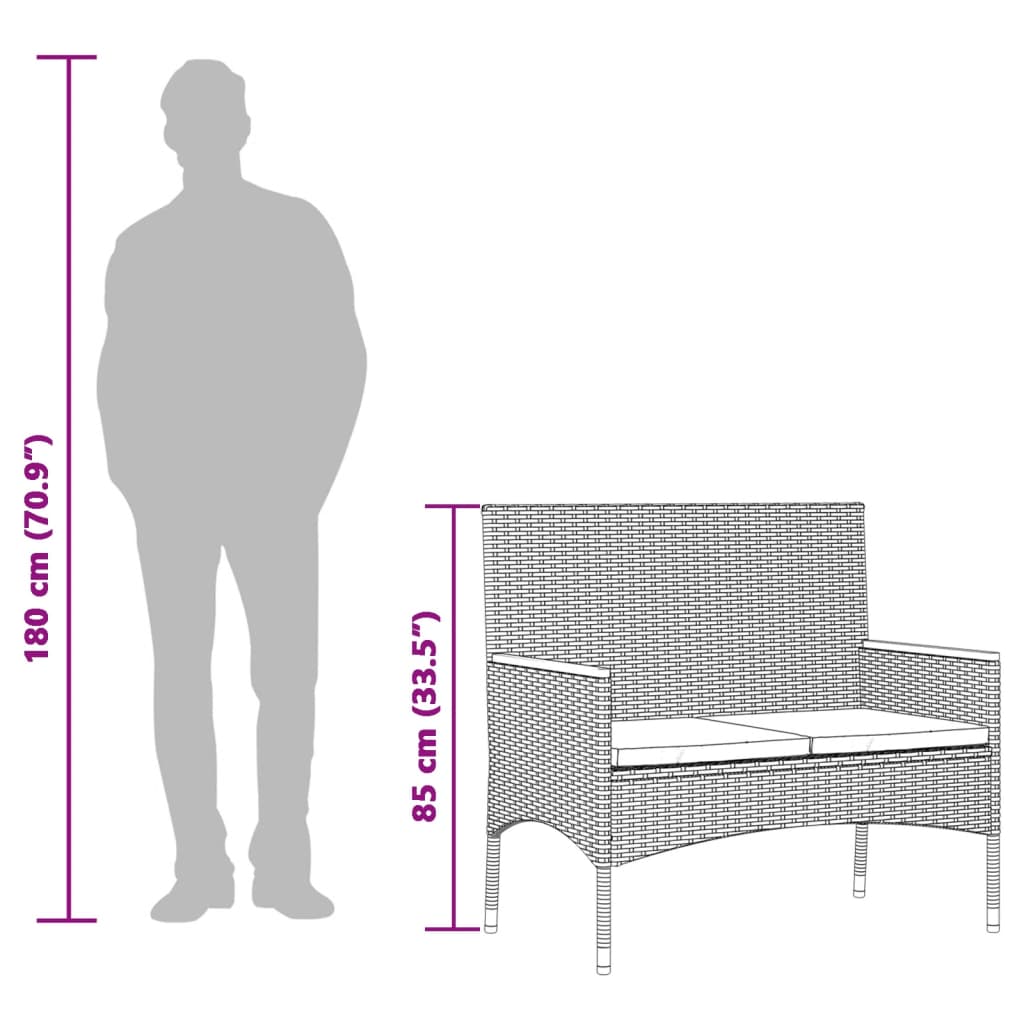 Trädgårdsbänk 2-Sits Med Dynor Och Bord Konstrotting