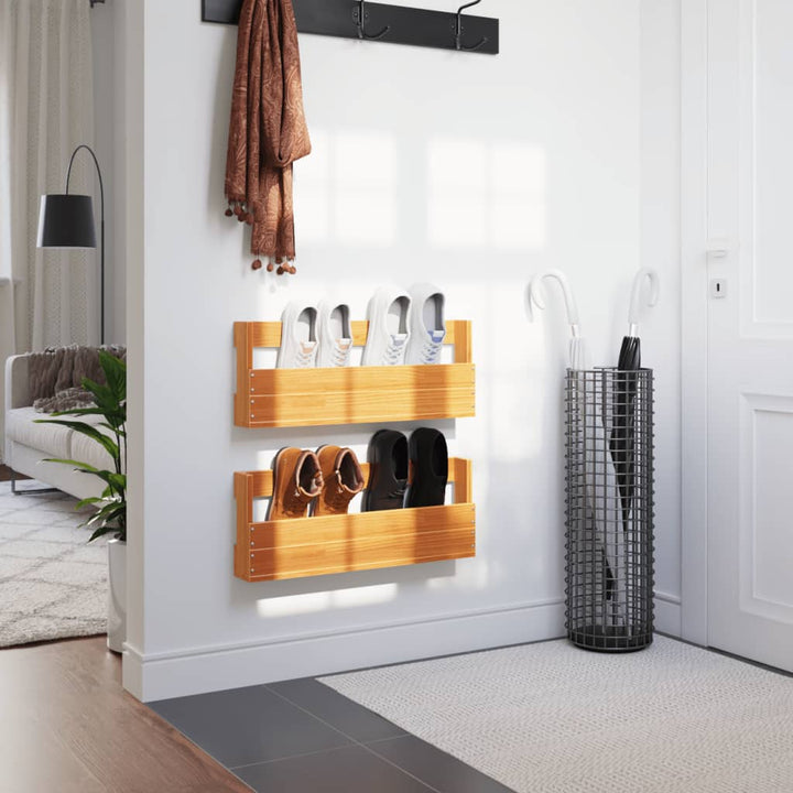 Väggmonterade Skoställ 2 St 59X8,5X23,5 Cm Massivt Furu