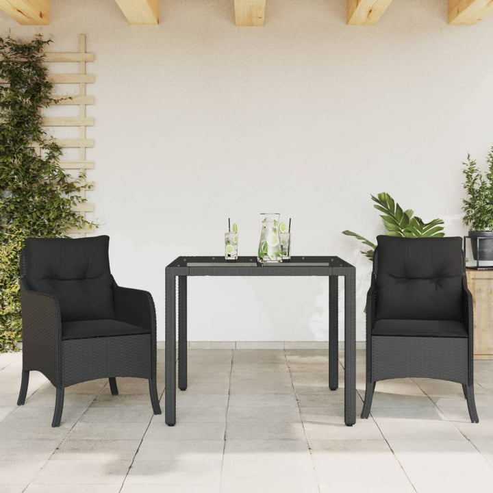 Matgrupp För Trädgården Med Dynor 5 Delar Svart Konstrottning