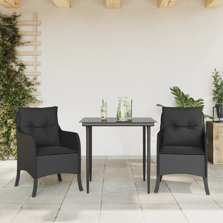 Matgrupp För Trädgården Med Dynor 3 Delar Svart Konstrotting