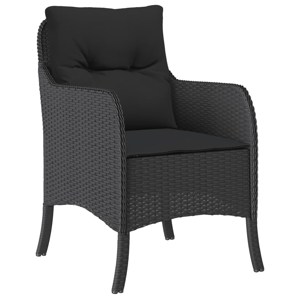 Matgrupp För Trädgården Med Dynor 3 Delar Svart Konstrotting