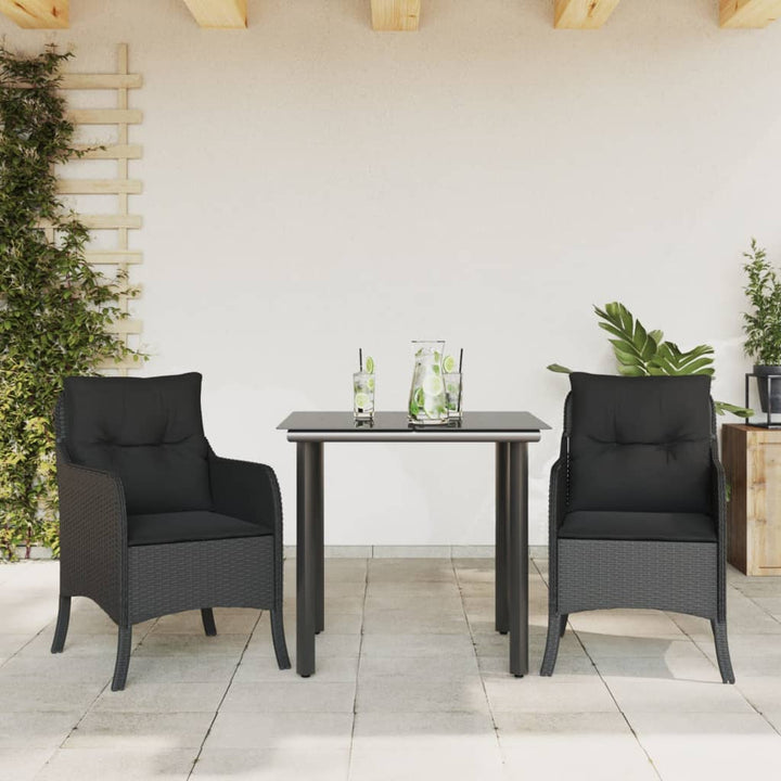 Matgrupp För Trädgården Med Dynor 3 Delar Svart Konstrotting