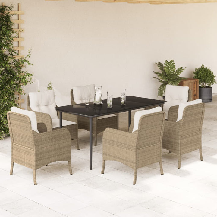 Matgrupp För Trädgården Med Dynor 5 Delar Beige Konstrotting