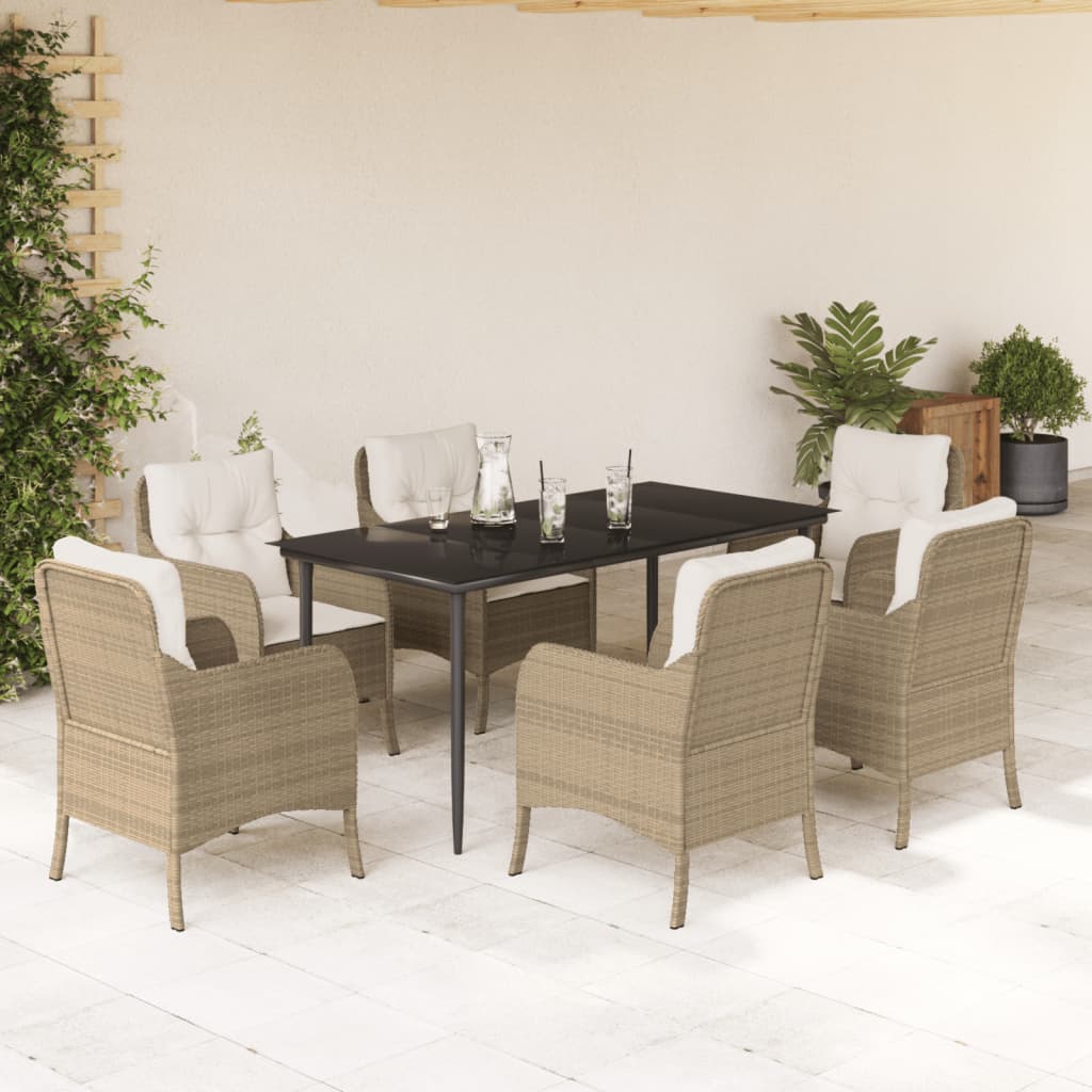 Matgrupp För Trädgården Med Dynor 5 Delar Beige Konstrotting