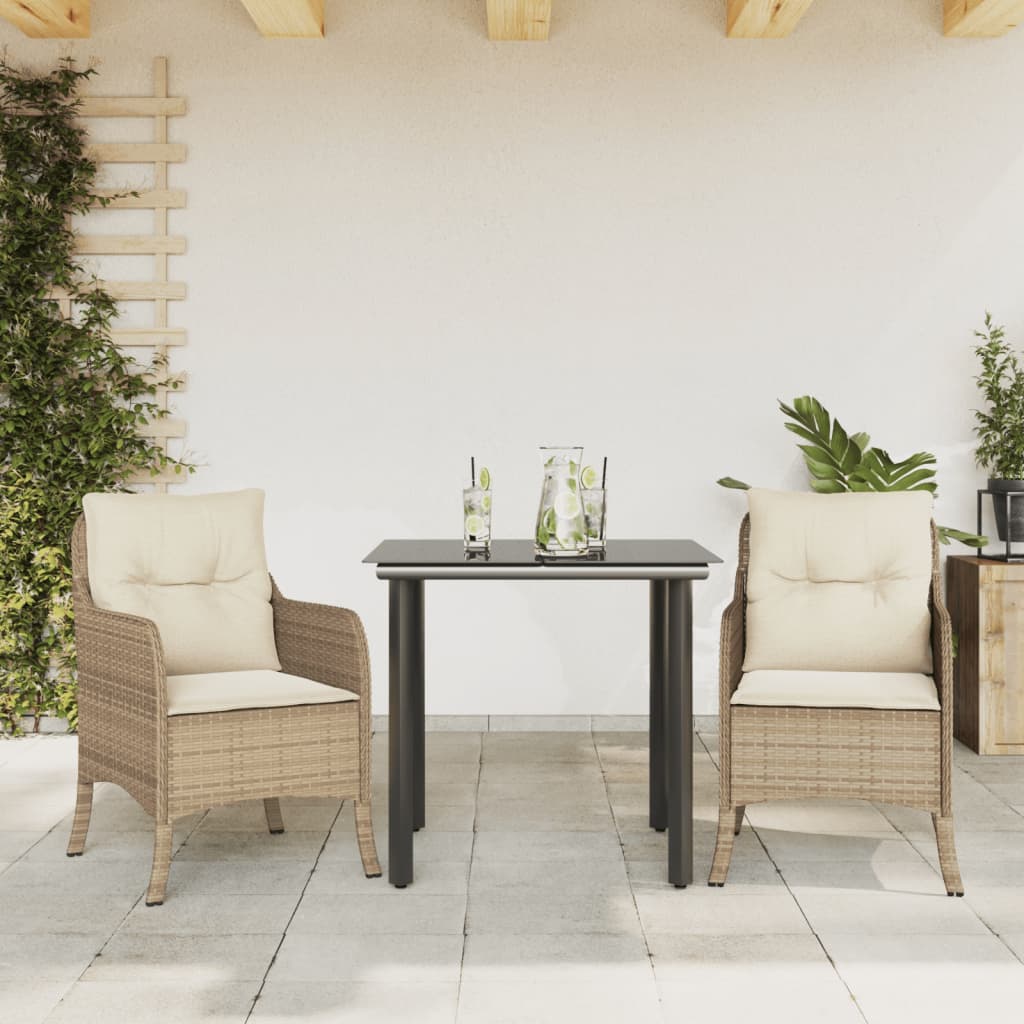 Matgrupp För Trädgården Med Dynor 5 Delar Beige Konstrotting