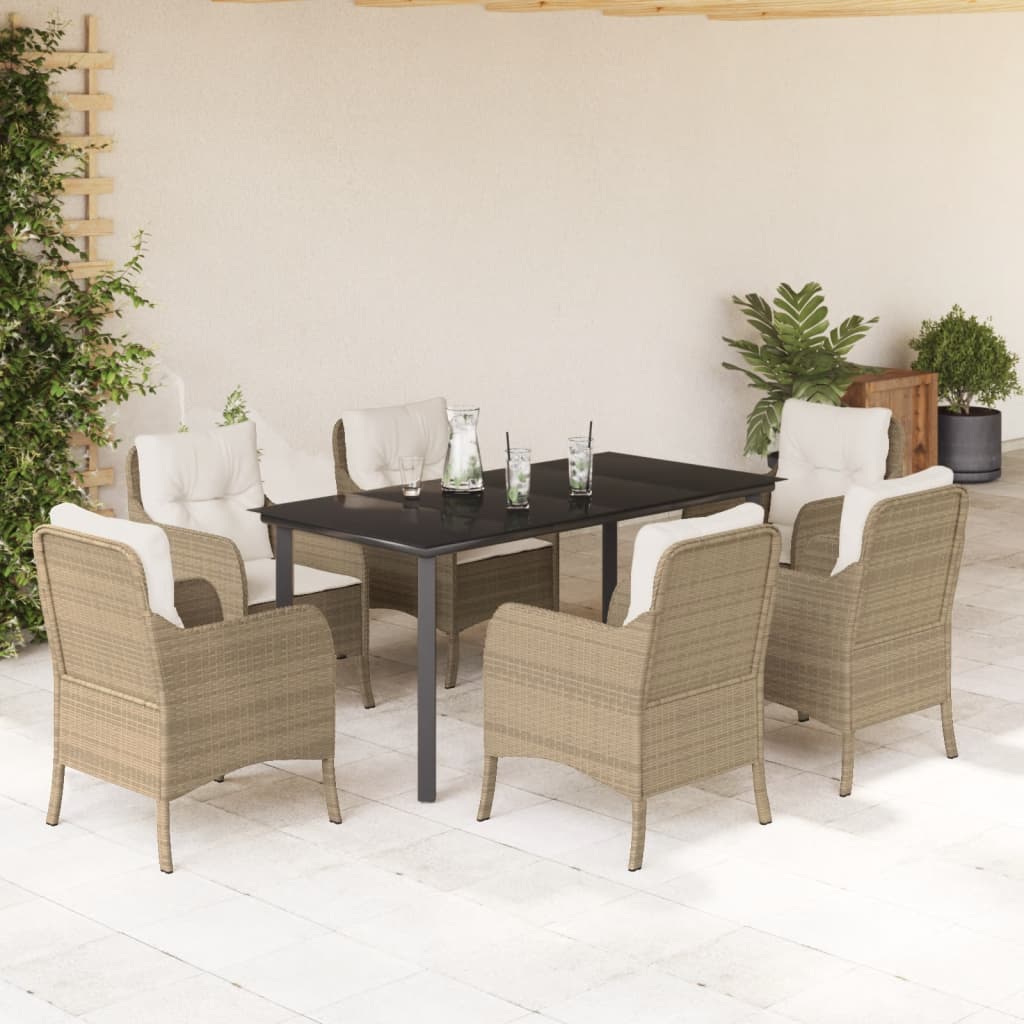 Matgrupp För Trädgården Med Dynor 5 Delar Beige Konstrotting