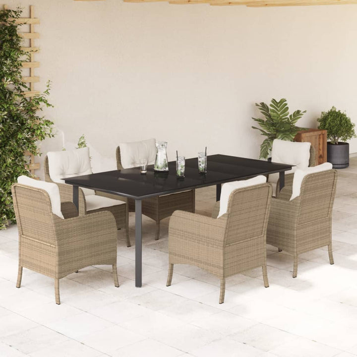 Matgrupp För Trädgården Med Dynor 5 Delar Beige Konstrotting