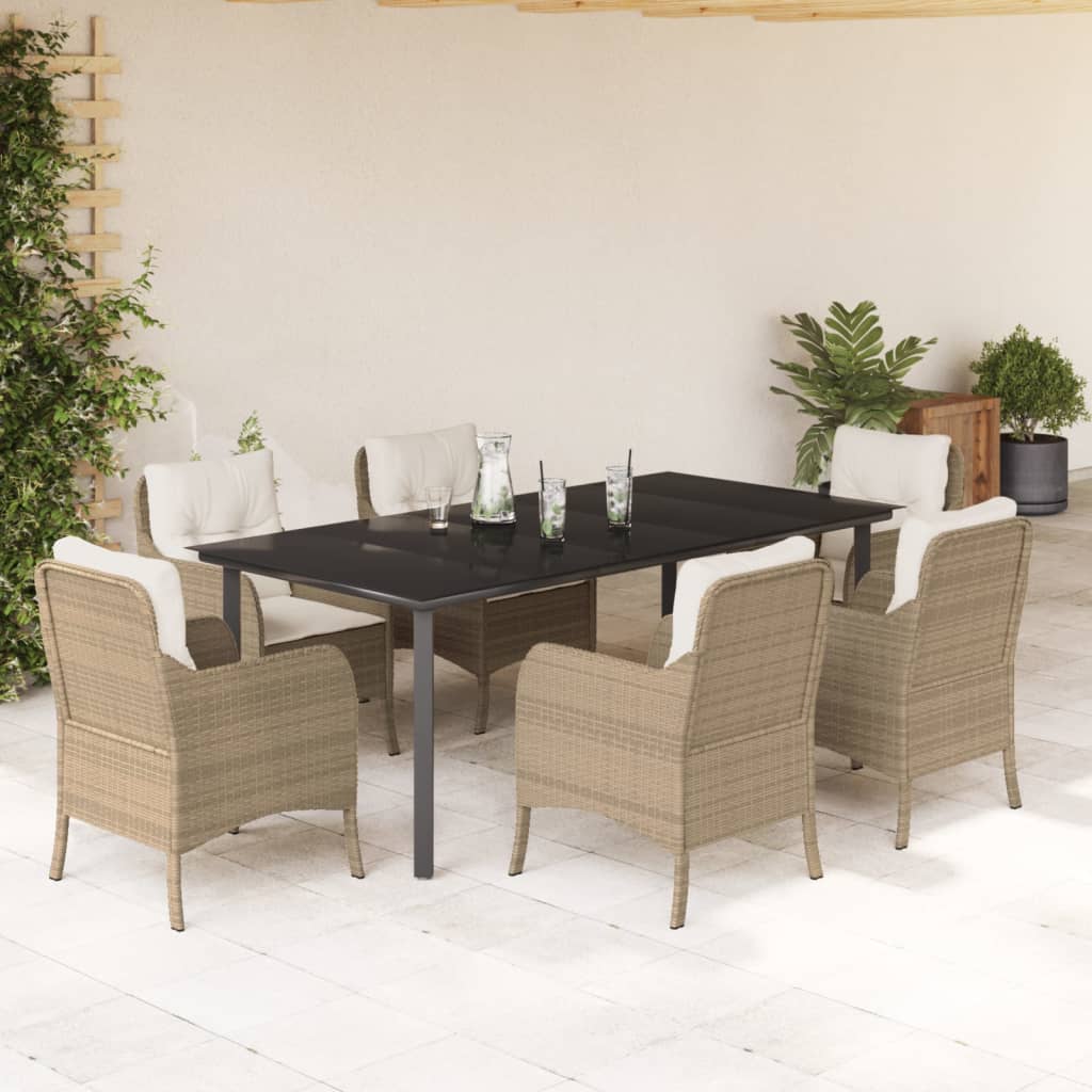 Matgrupp För Trädgården Med Dynor 5 Delar Beige Konstrotting