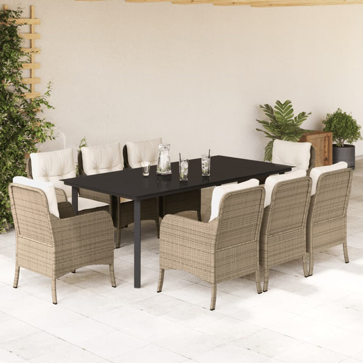 Matgrupp För Trädgården Med Dynor 5 Delar Beige Konstrotting