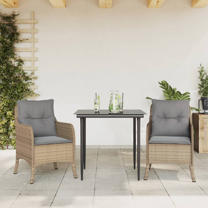 Matgrupp För Trädgården Med Dynor 5 Delar Beige Konstrotting
