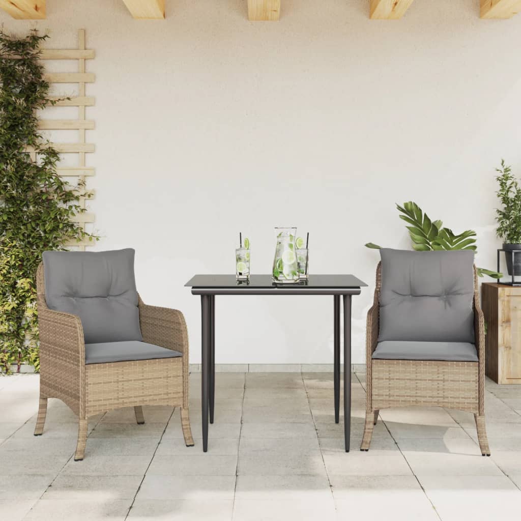 Matgrupp För Trädgården Med Dynor 5 Delar Beige Konstrotting