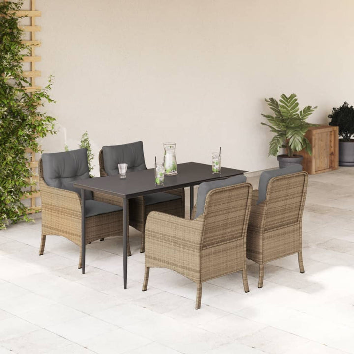 Matgrupp För Trädgården Med Dynor 5 Delar Beige Konstrotting
