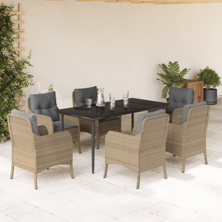 Matgrupp För Trädgården Med Dynor 5 Delar Beige Konstrotting