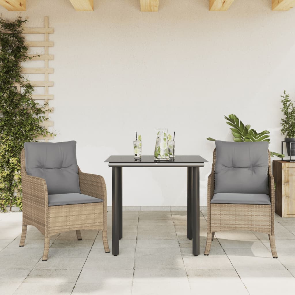 Matgrupp För Trädgården Med Dynor 5 Delar Beige Konstrotting