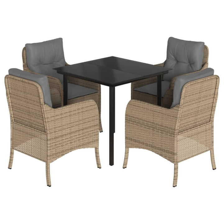 Matgrupp För Trädgården Med Dynor 5 Delar Beige Konstrotting