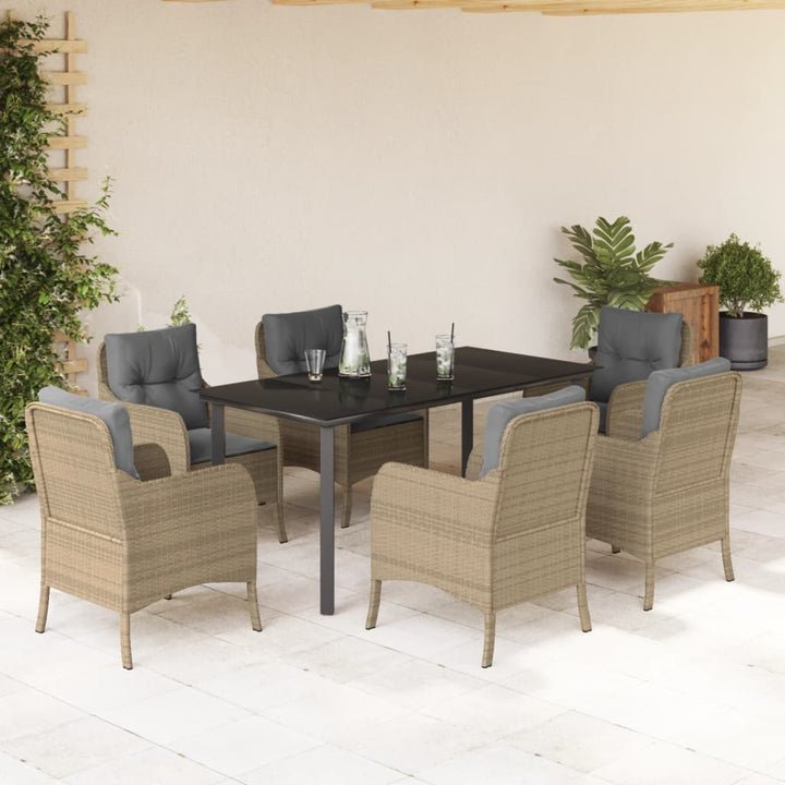 Matgrupp För Trädgården Med Dynor 5 Delar Beige Konstrotting