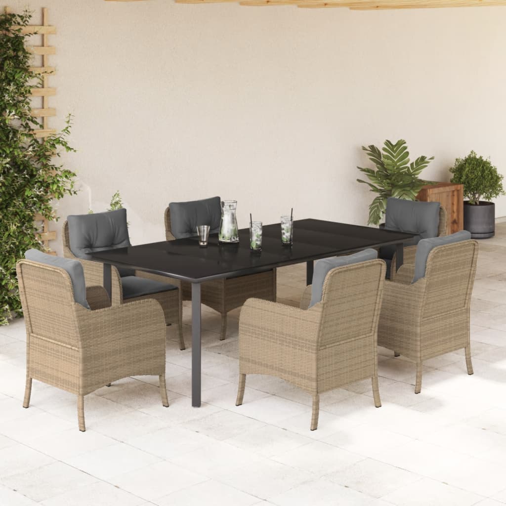 Matgrupp För Trädgården Med Dynor 5 Delar Beige Konstrotting