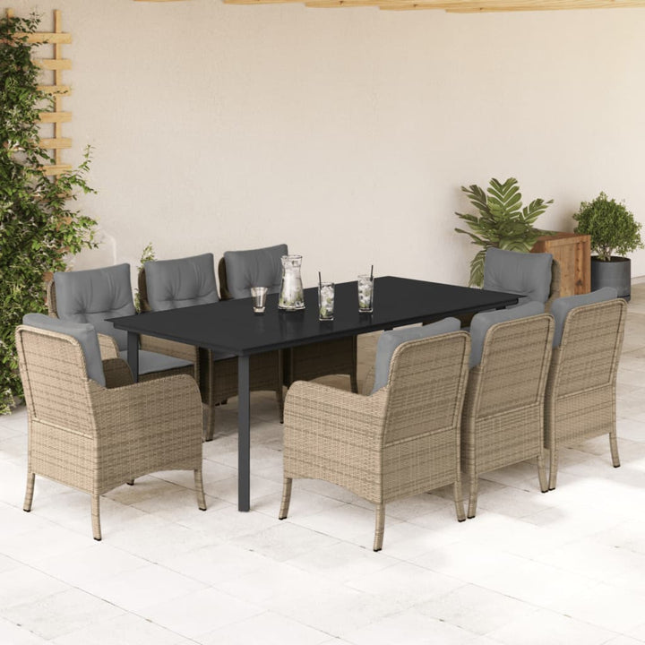 Matgrupp För Trädgården Med Dynor 5 Delar Beige Konstrotting