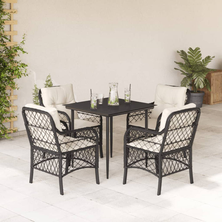 Caféset Med Dynor 3 Delar Svart Konstrotting