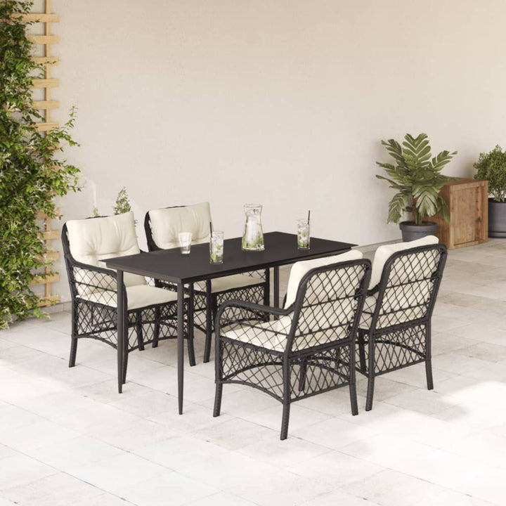 Caféset Med Dynor 3 Delar Svart Konstrotting