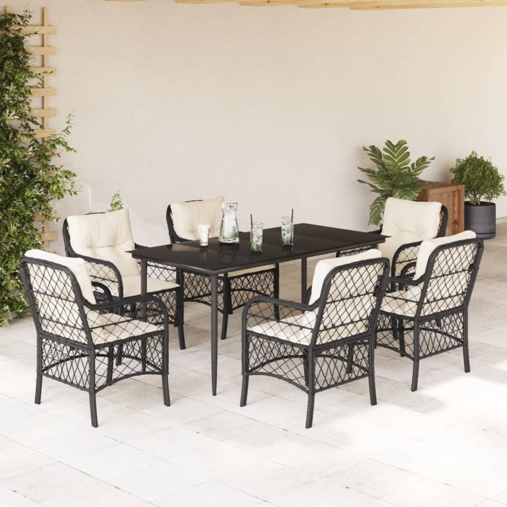 Caféset Med Dynor 3 Delar Svart Konstrotting